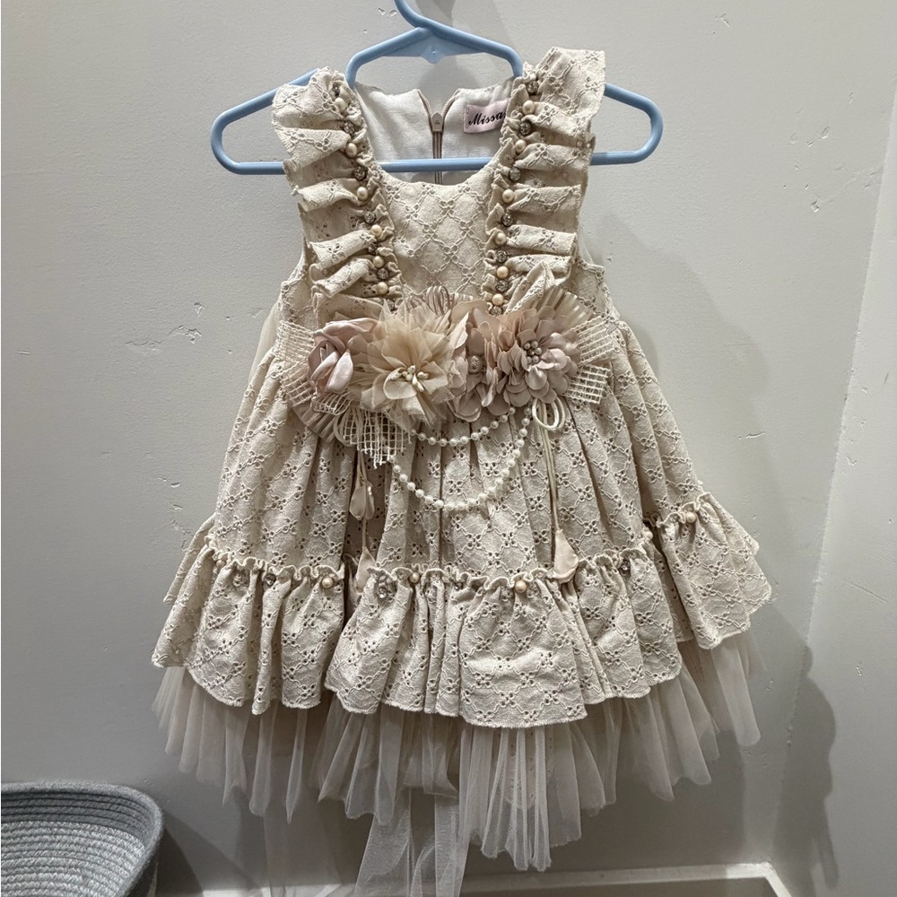 Ivory Lace Floral Tulle Baby Dress